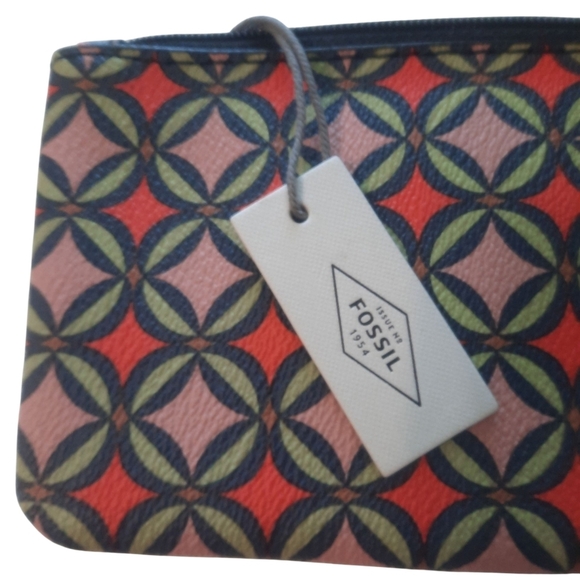 NWT Fossil Pink and Green Geometric Clutch - Picture 4 of 9